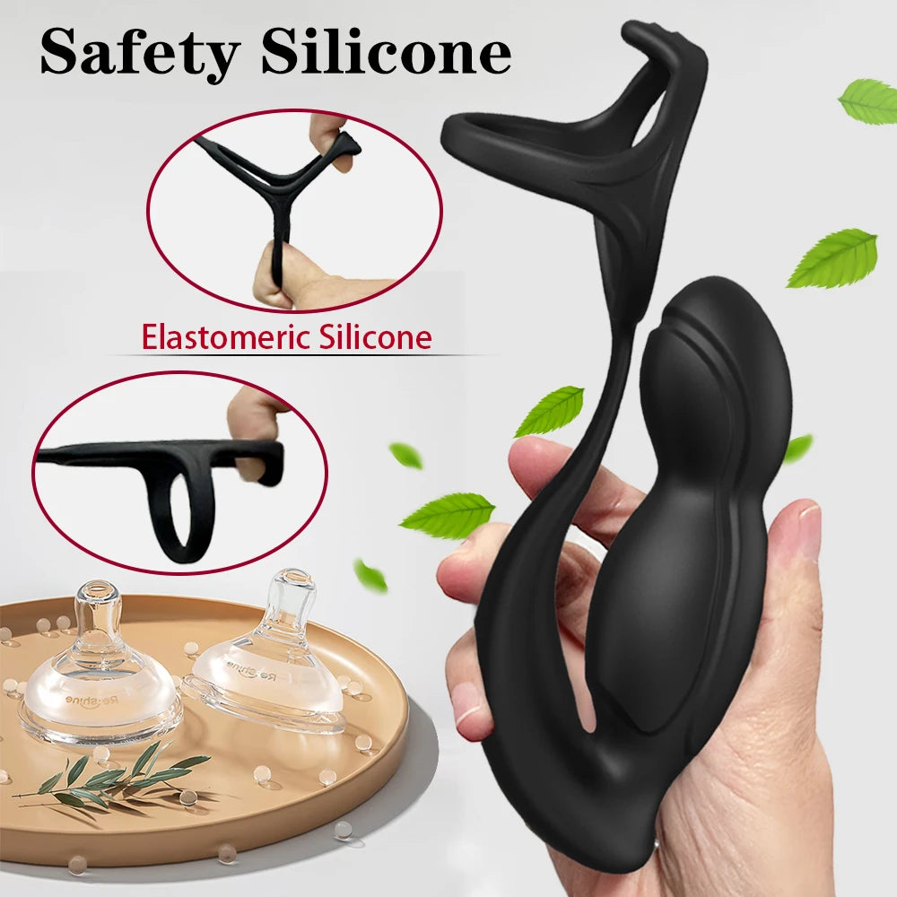 Two motors Prostate Massager Vibrator 360°Rotate Anal Plugs Penis Ring Butt Plug Vibrator Wireless Control for Men Masturbator