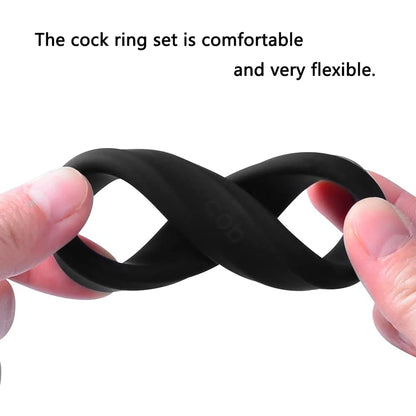 6Pcs/Set Cock Rings with 6 Different Size , Soft Silicone Penis Ring Cockring Set for Men or Couples