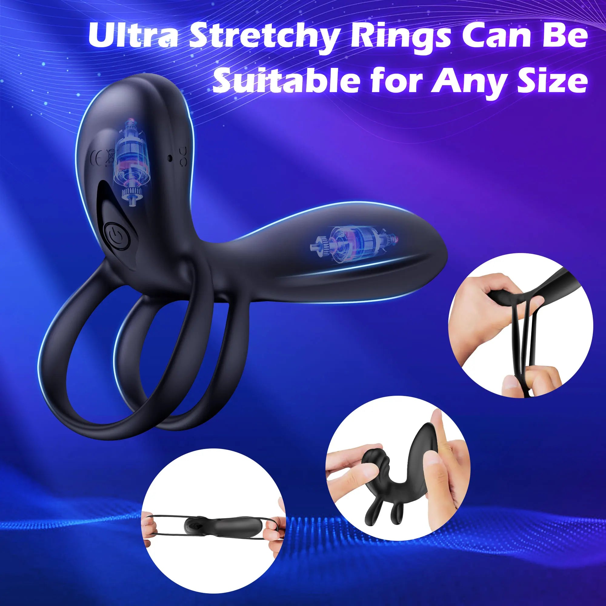 Vibrating Cock Ring Remote Control Dual Penis Ring for Men Couple with Vibrating G-spot and Clitor Simulator 3 in 1 Vibrator Adu