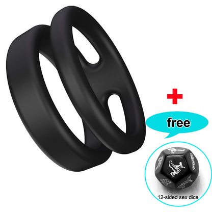 Semen Lock Ring, Silicone Dual Cock Ring for Longer, Harder, Stronger Erections, Erection Enhancing - Soft Silicone, Waterproof