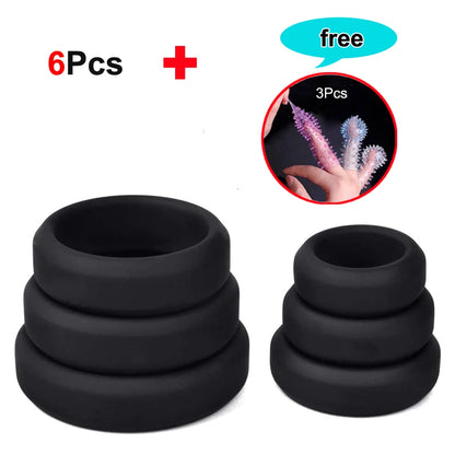 6Pcs/Set Cock Rings with 6 Different Size , Soft Silicone Penis Ring Cockring Set for Men or Couples