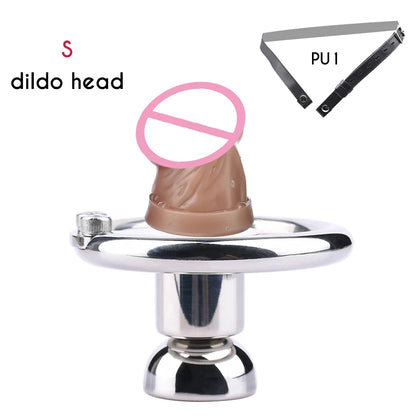 FRRK Inverted Urethral Chastity Cage Device with Skin Color Dildo Head for Couple BDSM Play Penis Ring Intimate Products