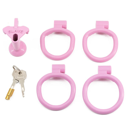 New Design Pink Plastic Negative Male Chastity Lock Device Short/Long Slave Cock Bondage Cage Penis Ring for Men