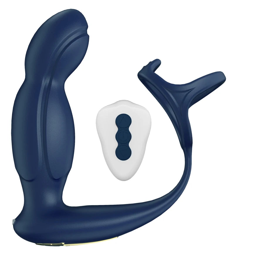 Two motors Prostate Massager Vibrator 360°Rotate Anal Plugs Penis Ring Butt Plug Vibrator Wireless Control for Men Masturbator