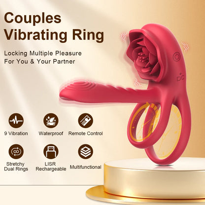 Cockring Couple Vibrator with Dual Motor Wireless Cock Penis Ring Adult Sexy Toys for Men Delay Ejaculation Penisring Vibrating