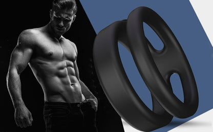 Semen Lock Ring, Silicone Dual Cock Ring for Longer, Harder, Stronger Erections, Erection Enhancing - Soft Silicone, Waterproof