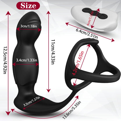 Two motors Prostate Massager Vibrator 360°Rotate Anal Plugs Penis Ring Butt Plug Vibrator Wireless Control for Men Masturbator