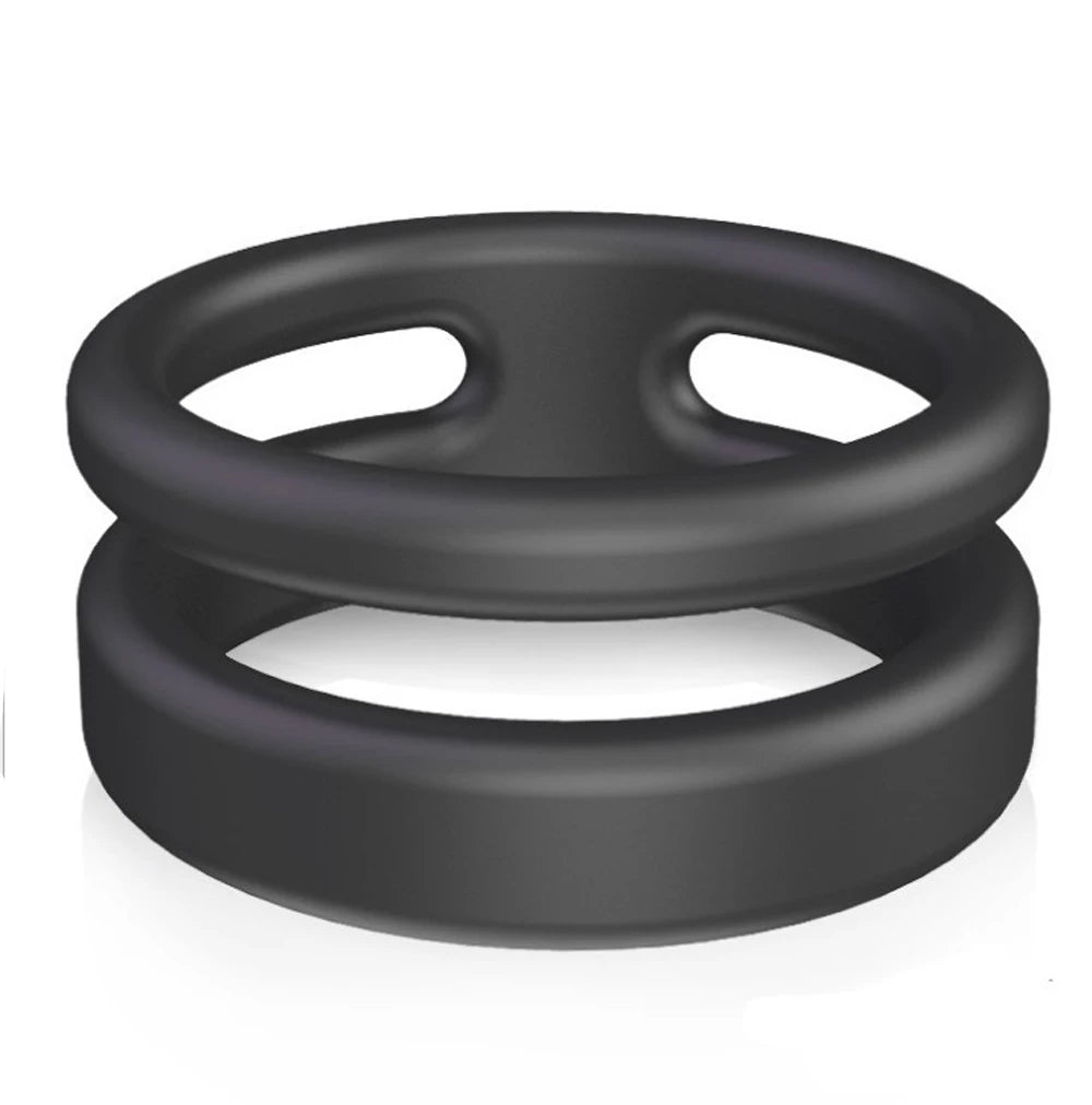 Semen Lock Ring, Silicone Dual Cock Ring for Longer, Harder, Stronger Erections, Erection Enhancing - Soft Silicone, Waterproof