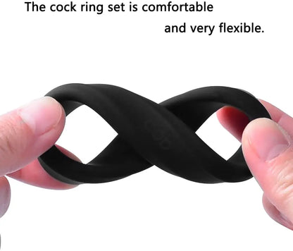 6Pcs/Set Cock Rings with 6 Different Size , Soft Silicone Penis Ring Cockring Set for Men or Couples